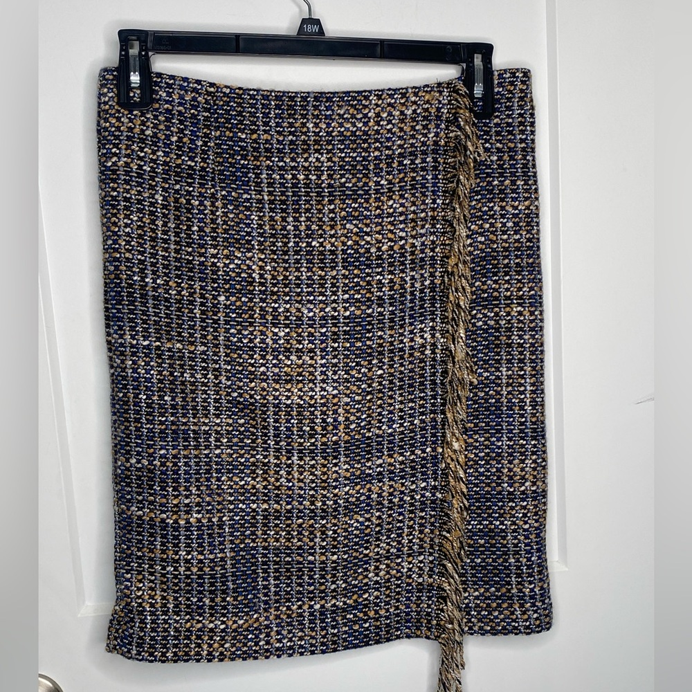 Halogen Fringe Tweed Lined Pencil Skirt Size 10